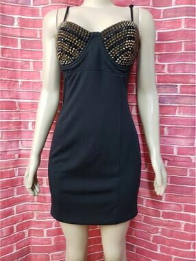 ARK & CO Foreign Exchange Studded Black Women's Bodycon Dress Size M NWT #CB8